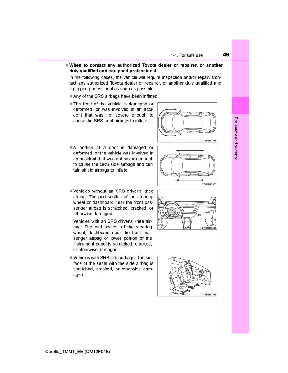 Toyota Corolla XI 11 E160 owners manual / page 49