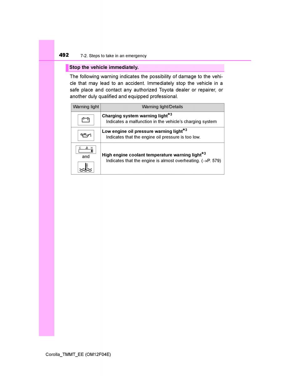 Toyota Corolla XI 11 E160 owners manual / page 492