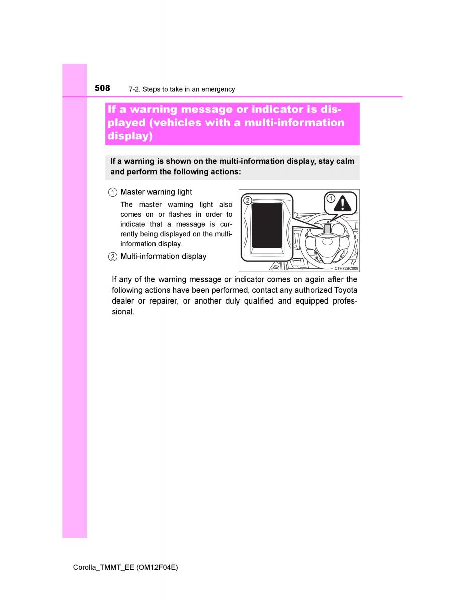 Toyota Corolla XI 11 E160 owners manual / page 508