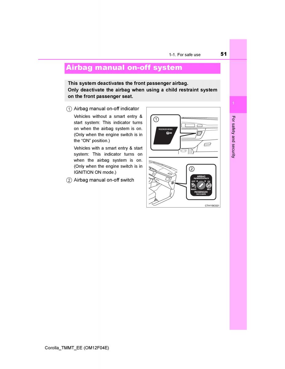 Toyota Corolla XI 11 E160 owners manual / page 51