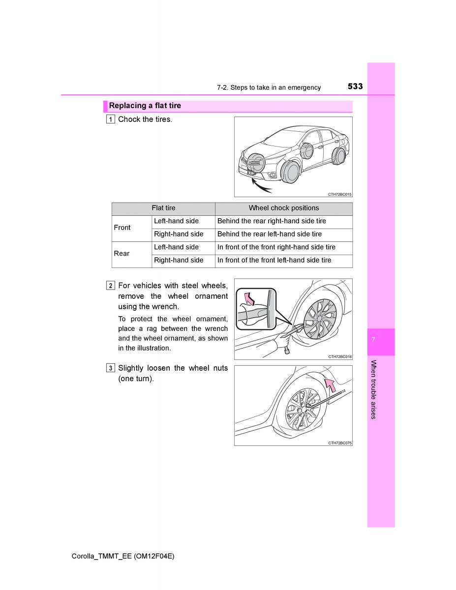 Toyota Corolla XI 11 E160 owners manual / page 533