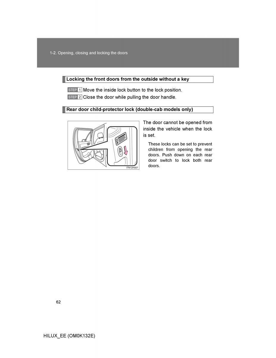 Toyota Hilux VII 7 owners manual / page 62