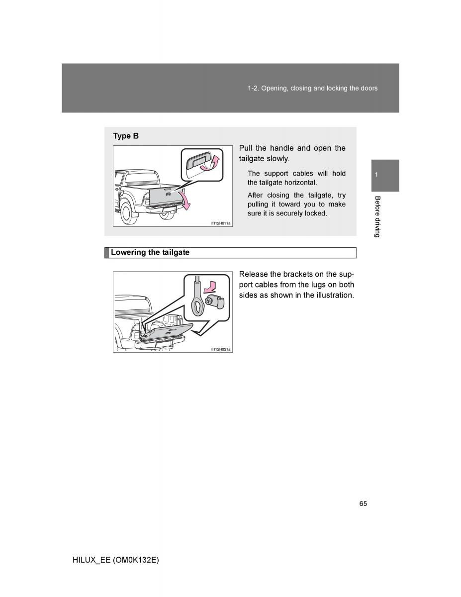 Toyota Hilux VII 7 owners manual / page 65