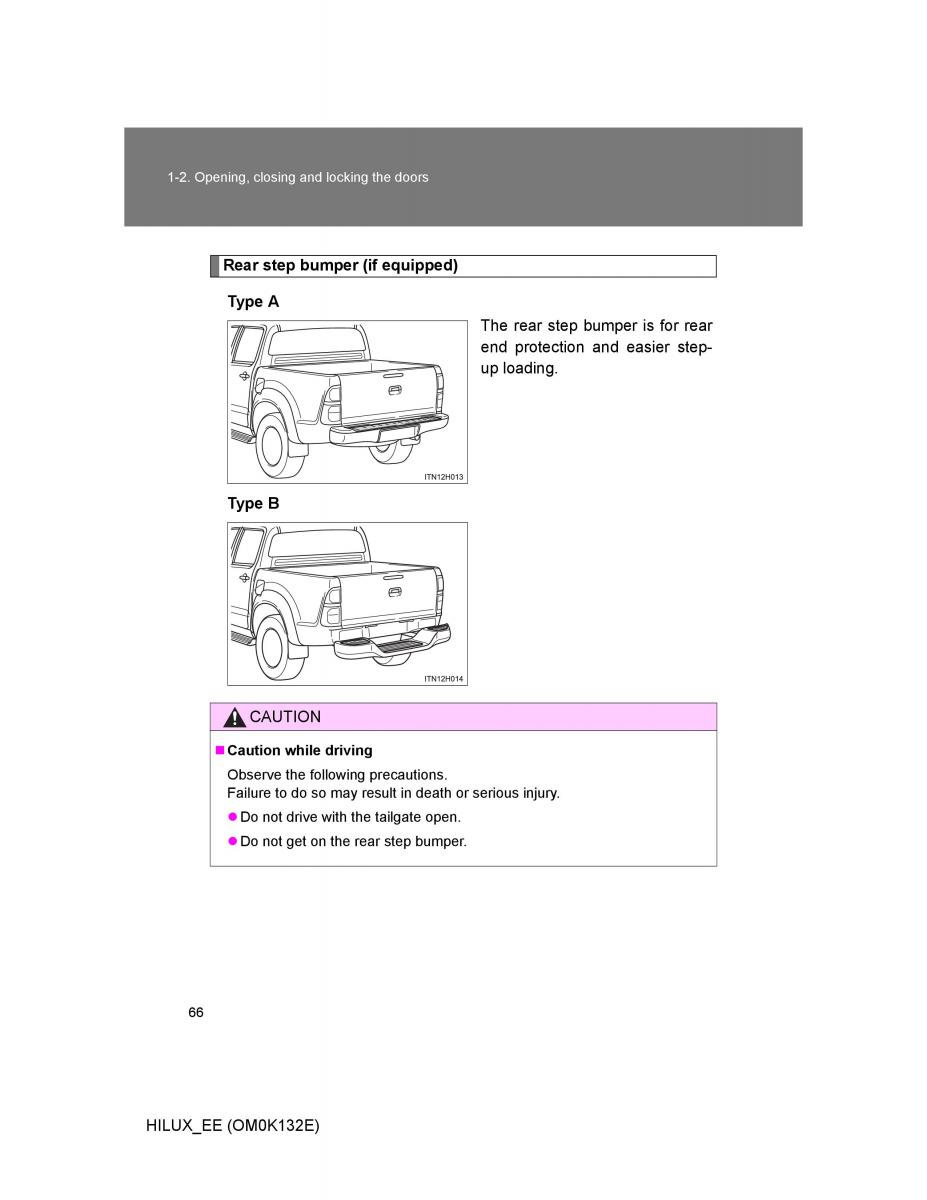 Toyota Hilux VII 7 owners manual / page 66