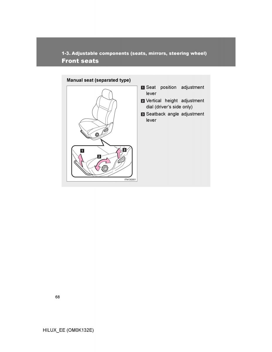 Toyota Hilux VII 7 owners manual / page 68