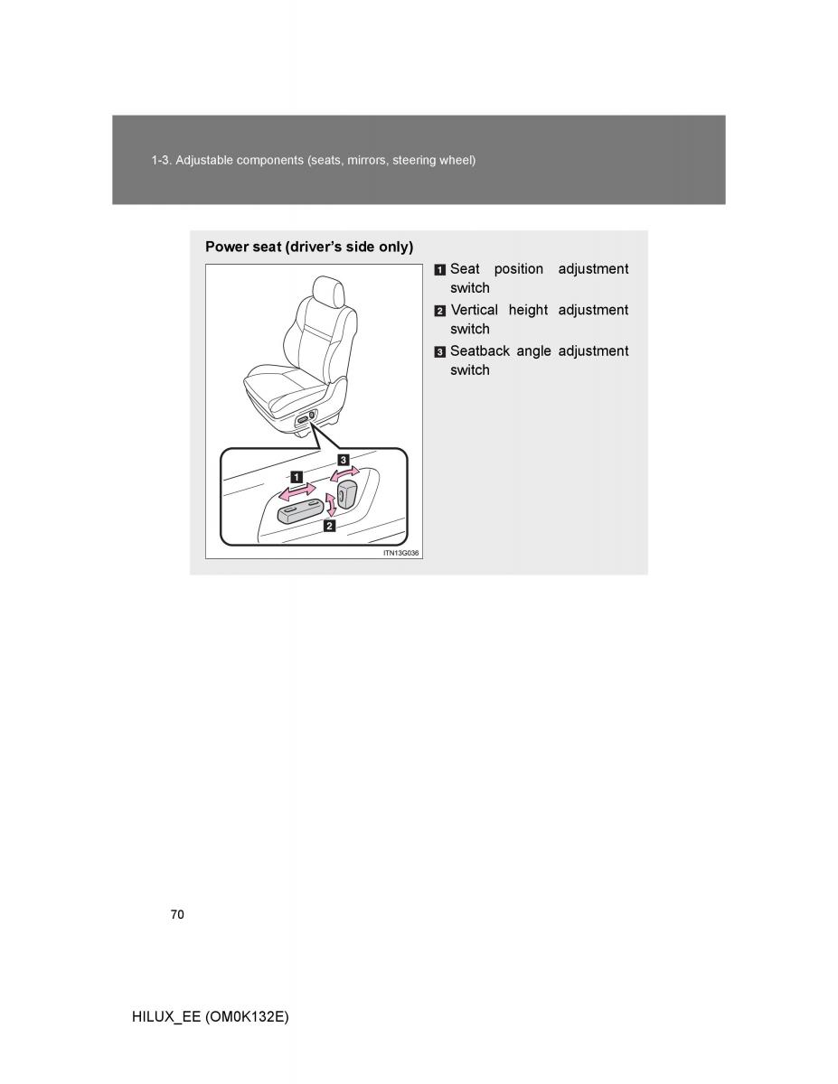 Toyota Hilux VII 7 owners manual / page 70