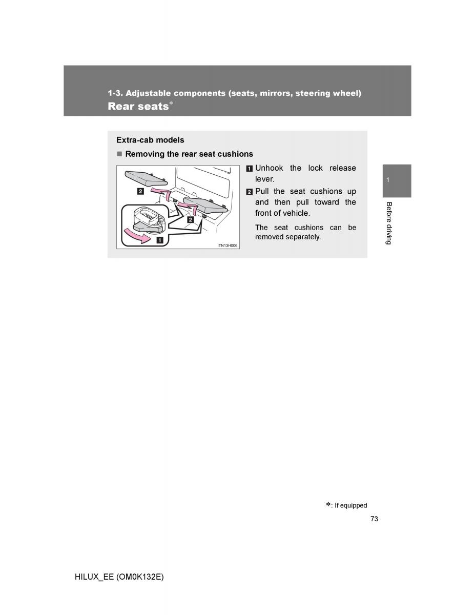 Toyota Hilux VII 7 owners manual / page 73