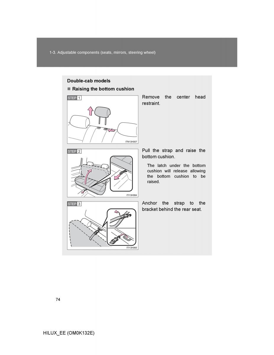 Toyota Hilux VII 7 owners manual / page 74