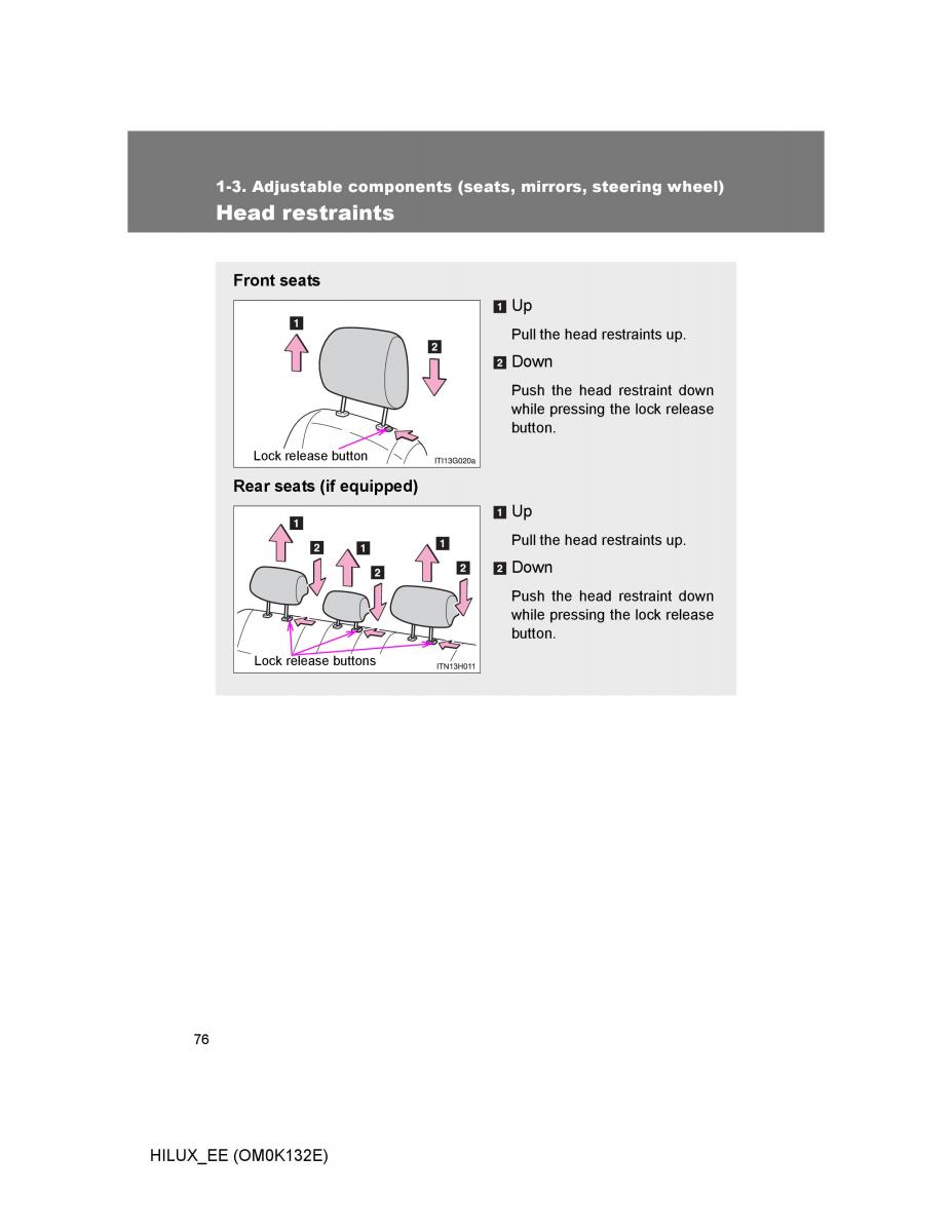 Toyota Hilux VII 7 owners manual / page 76