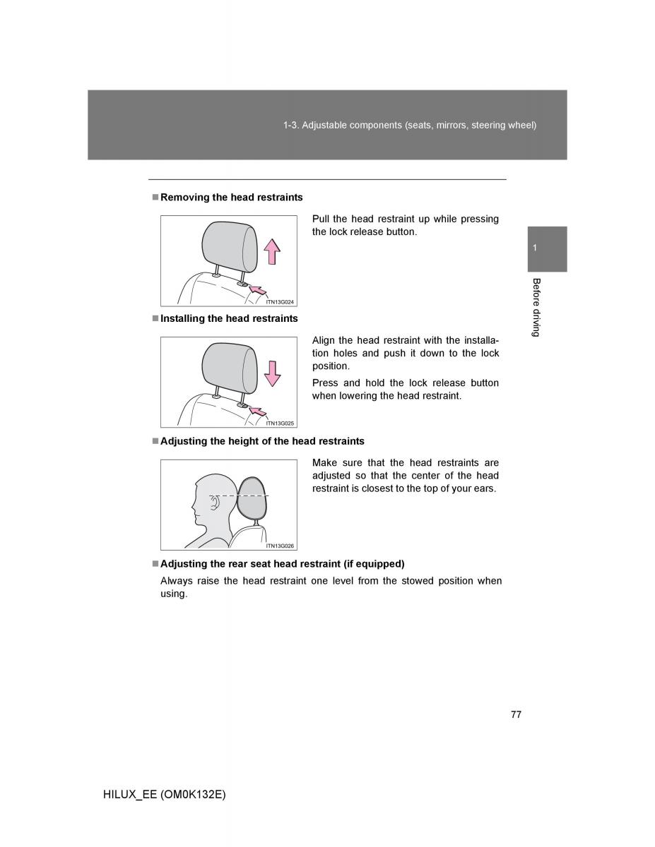 Toyota Hilux VII 7 owners manual / page 77