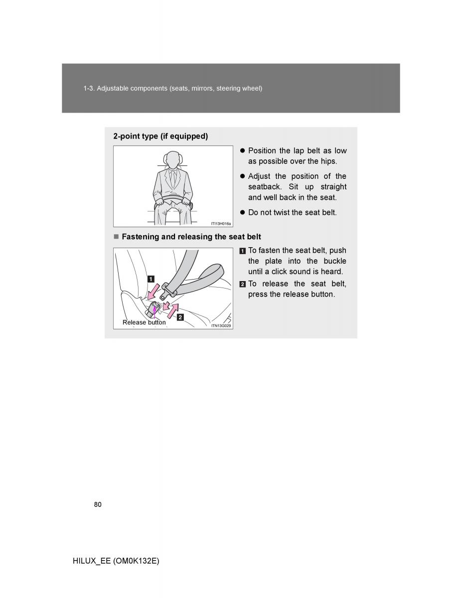 Toyota Hilux VII 7 owners manual / page 80