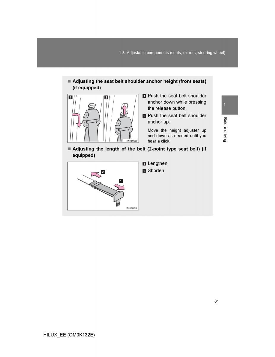 Toyota Hilux VII 7 owners manual / page 81