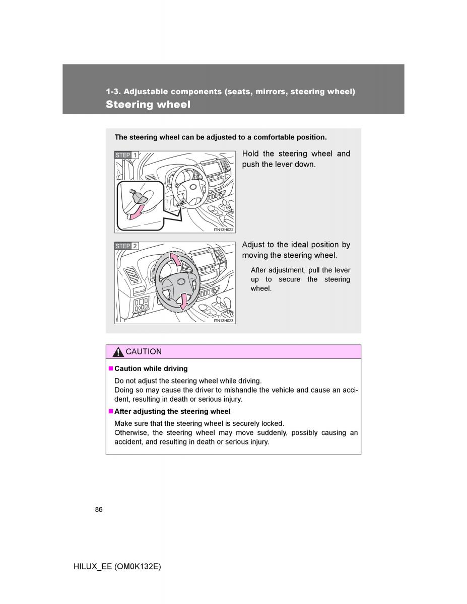 Toyota Hilux VII 7 owners manual / page 86