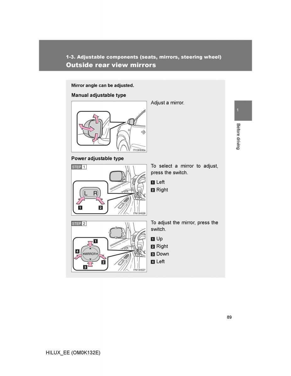 Toyota Hilux VII 7 owners manual / page 89