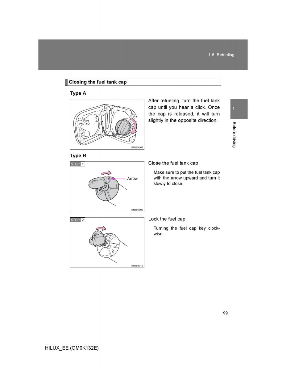 Toyota Hilux VII 7 owners manual / page 99