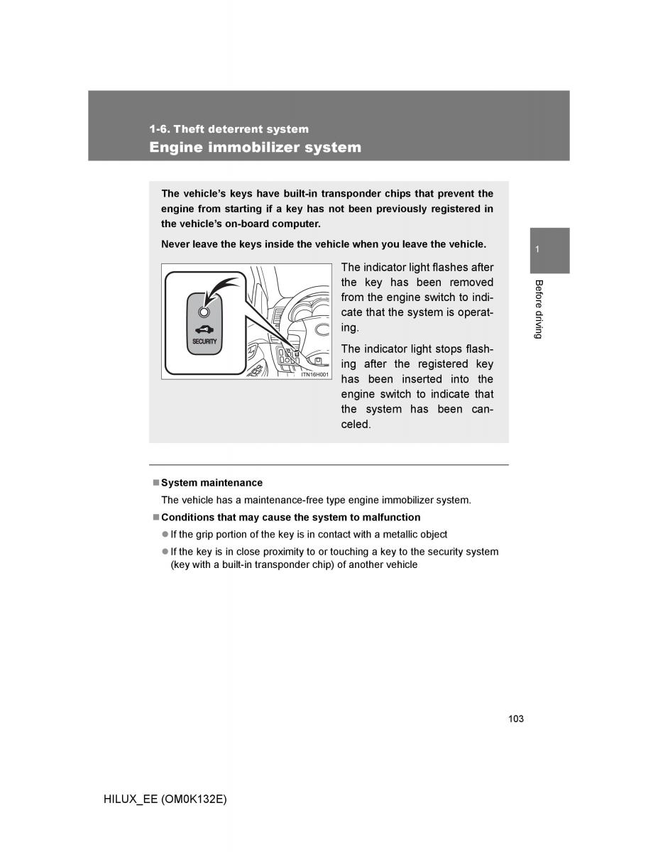 Toyota Hilux VII 7 owners manual / page 103