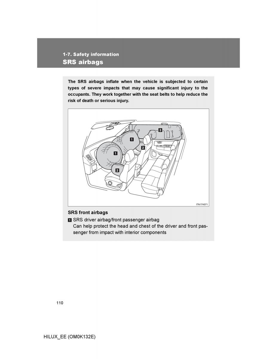 Toyota Hilux VII 7 owners manual / page 110