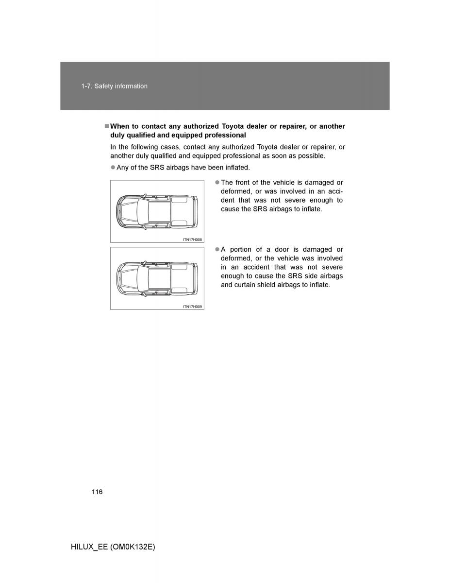 Toyota Hilux VII 7 owners manual / page 116