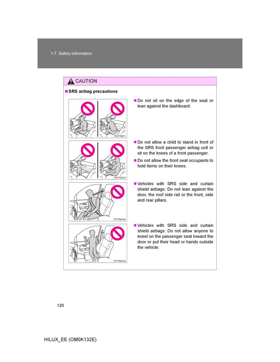 Toyota Hilux VII 7 owners manual / page 120