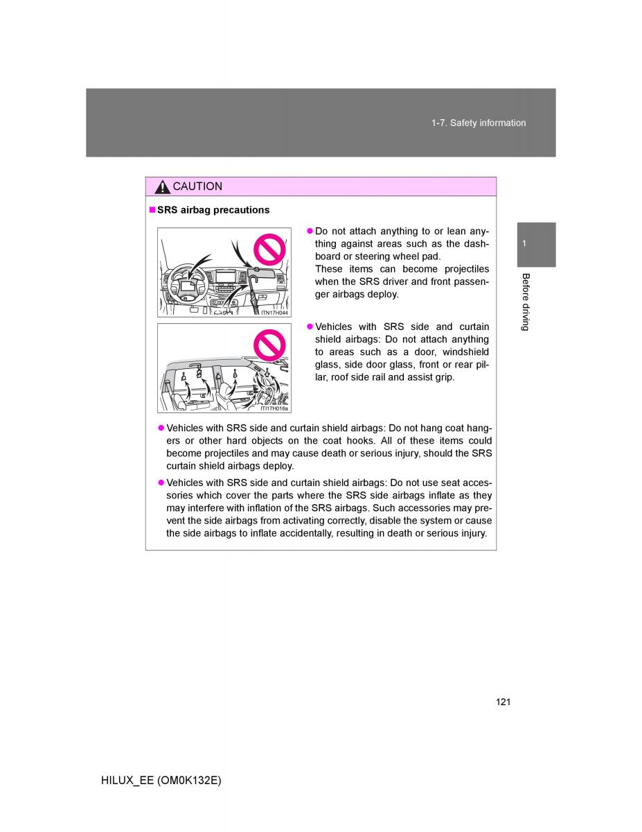 Toyota Hilux VII 7 owners manual / page 121