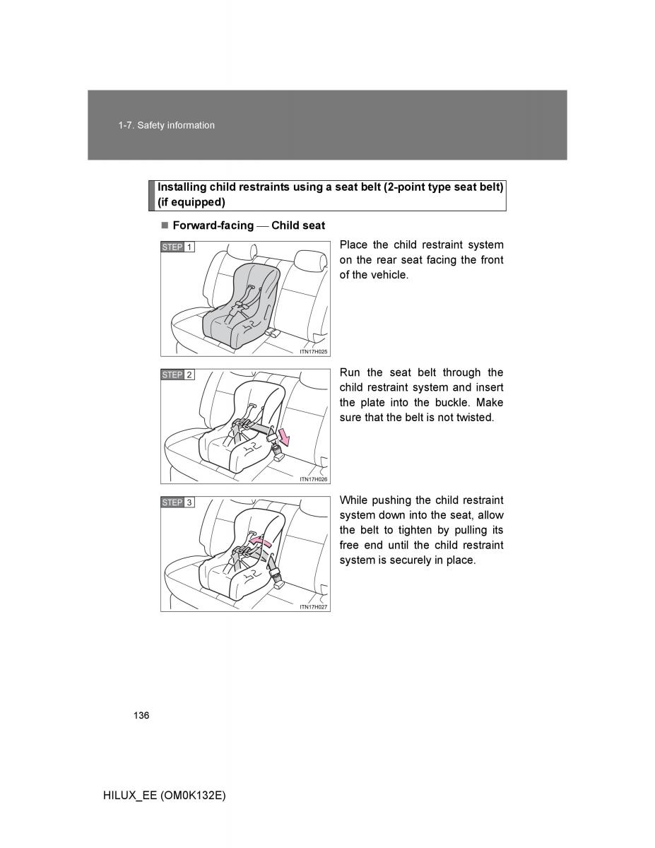 Toyota Hilux VII 7 owners manual / page 136