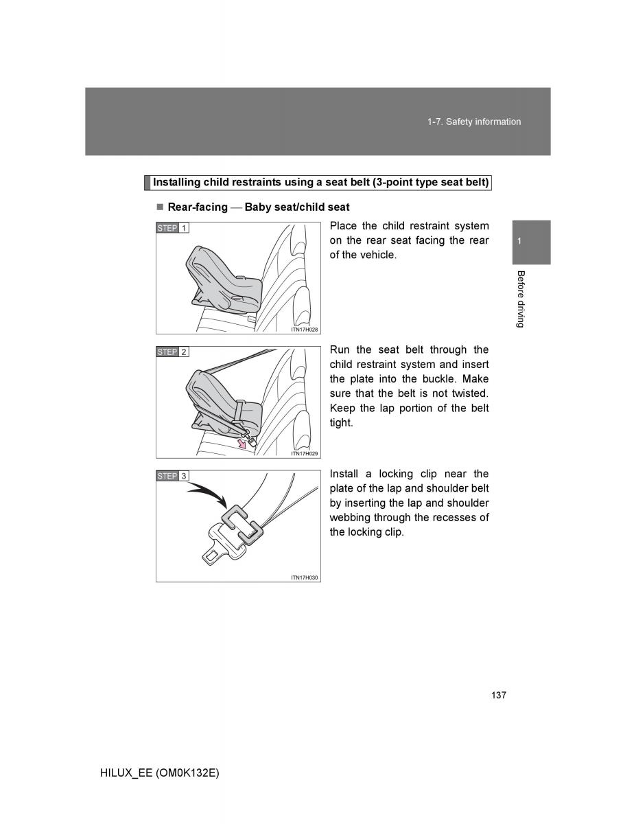 Toyota Hilux VII 7 owners manual / page 137