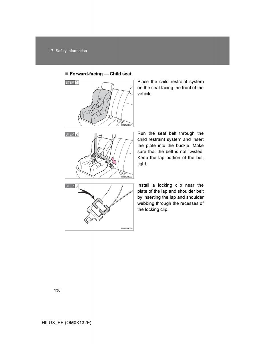 Toyota Hilux VII 7 owners manual / page 138