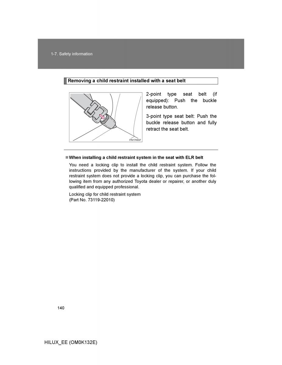 Toyota Hilux VII 7 owners manual / page 140