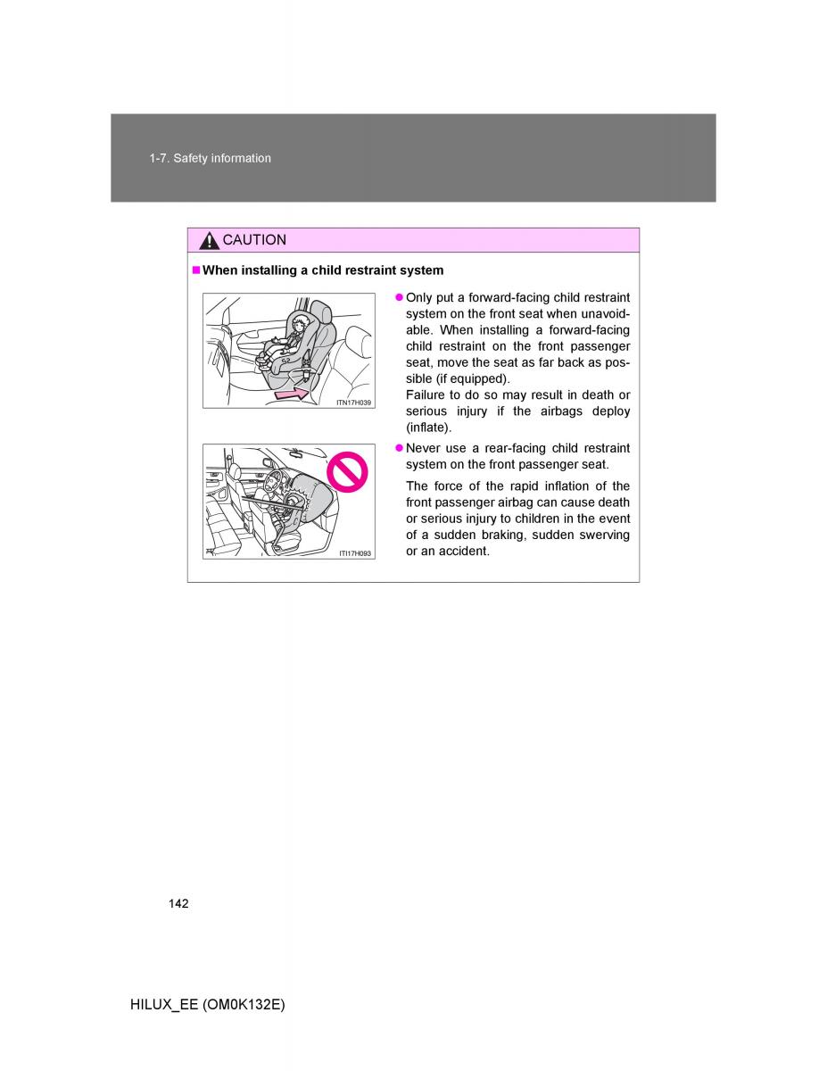 Toyota Hilux VII 7 owners manual / page 142