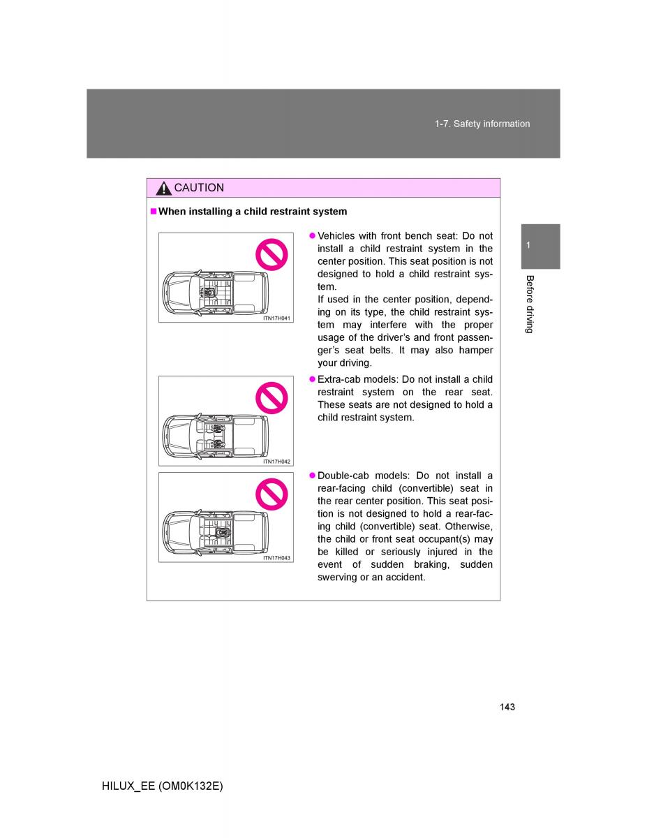 Toyota Hilux VII 7 owners manual / page 143