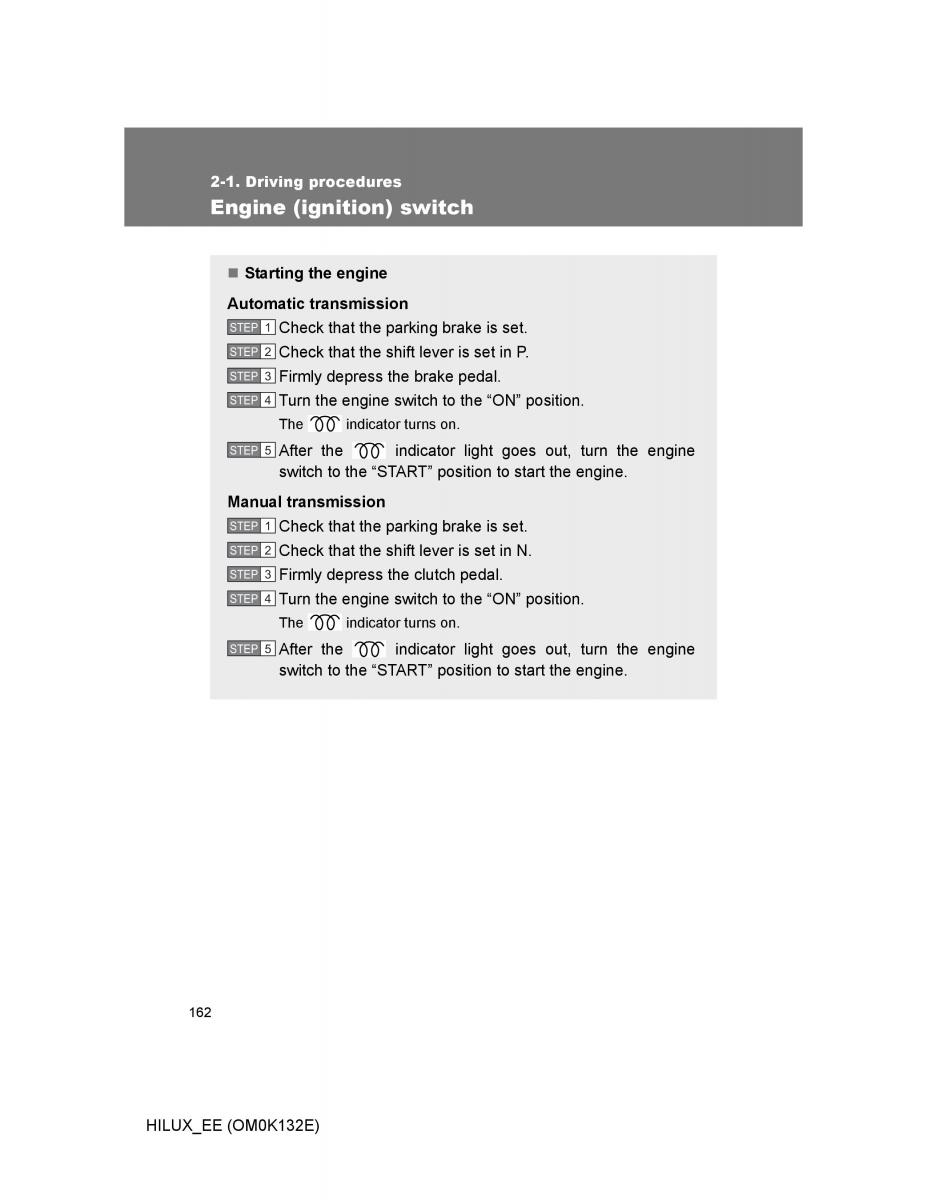 Toyota Hilux VII 7 owners manual / page 162