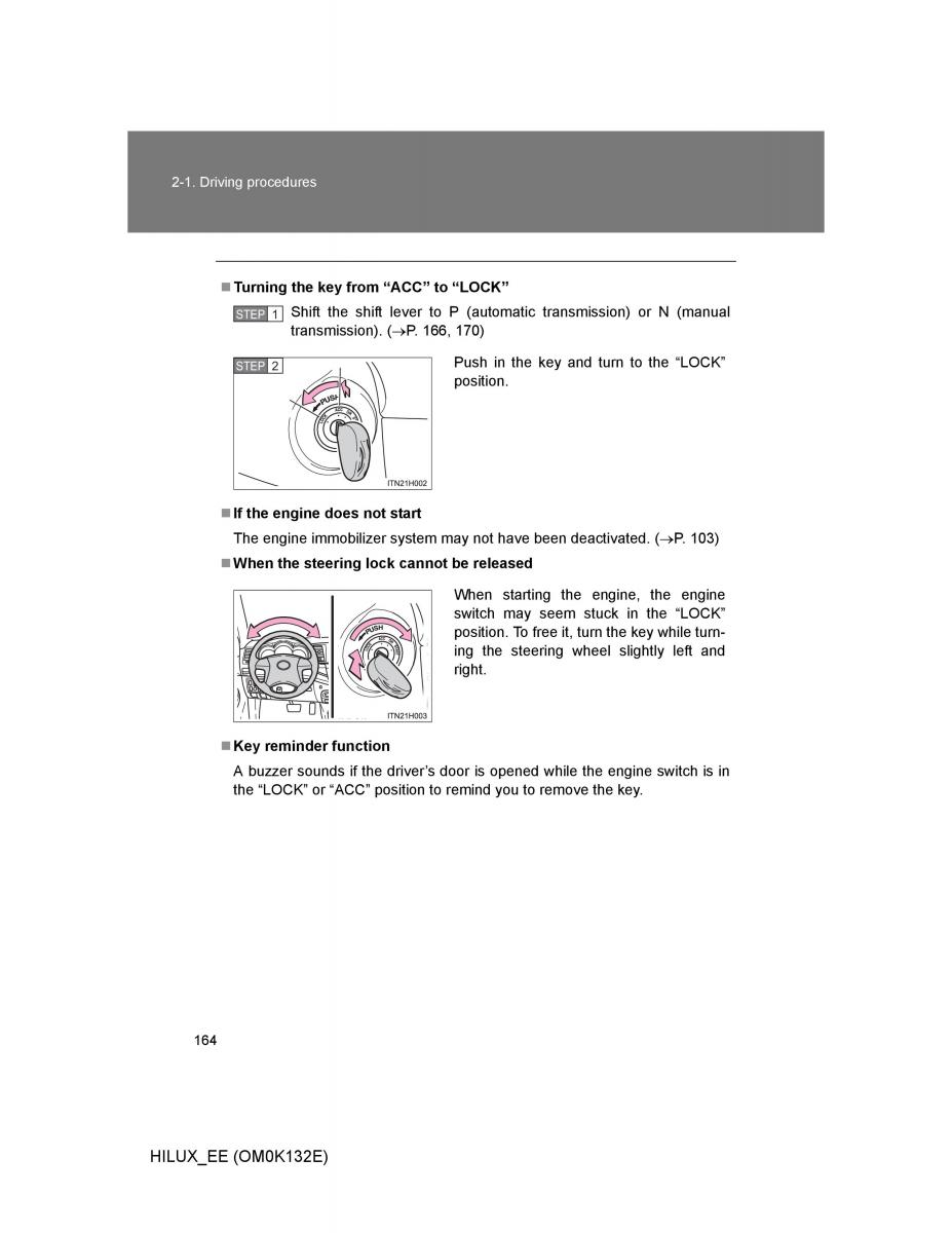 Toyota Hilux VII 7 owners manual / page 164