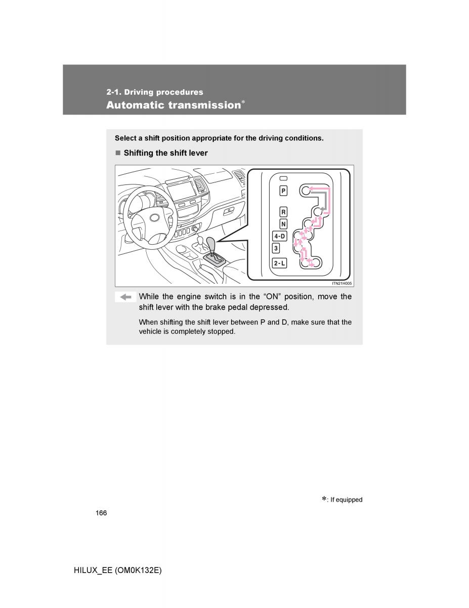 Toyota Hilux VII 7 owners manual / page 166