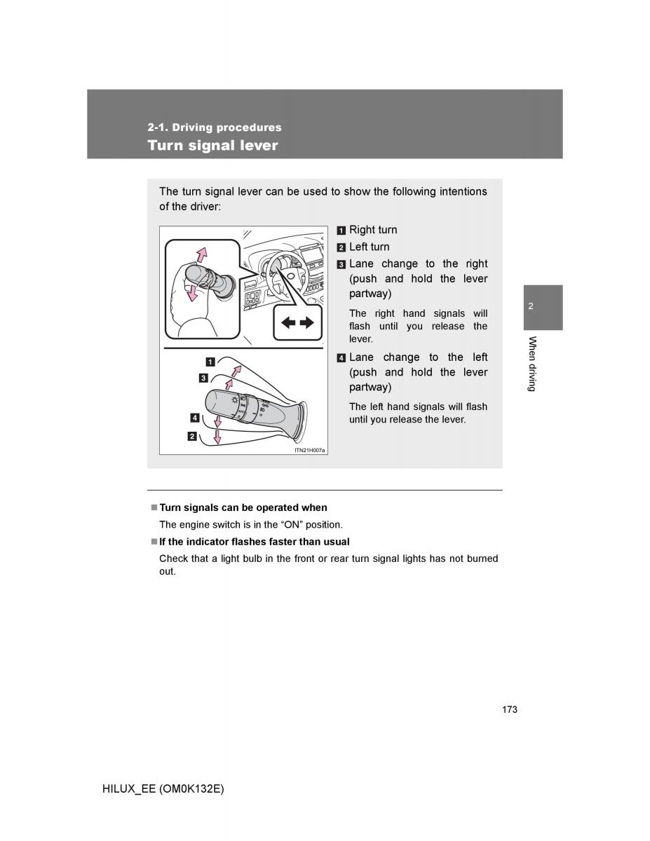 Toyota Hilux VII 7 owners manual / page 173