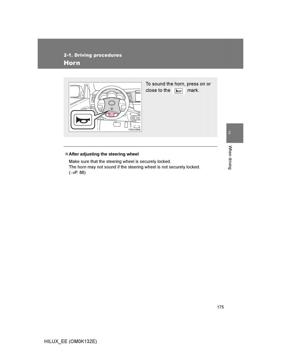 Toyota Hilux VII 7 owners manual / page 175