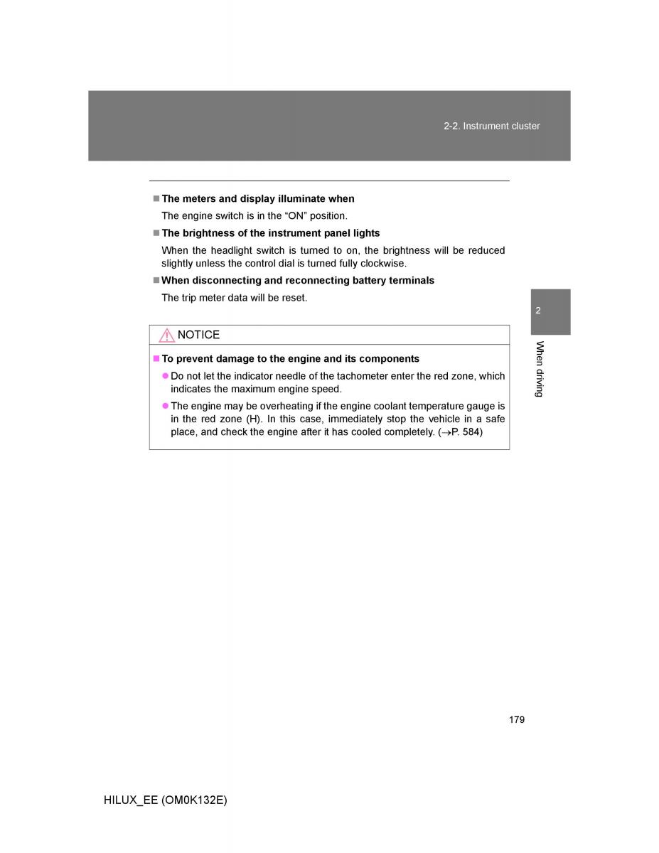 Toyota Hilux VII 7 owners manual / page 179