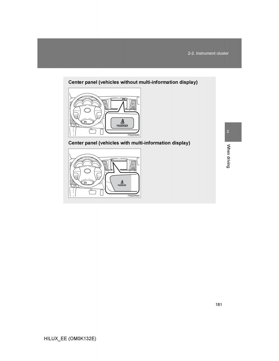 Toyota Hilux VII 7 owners manual / page 181