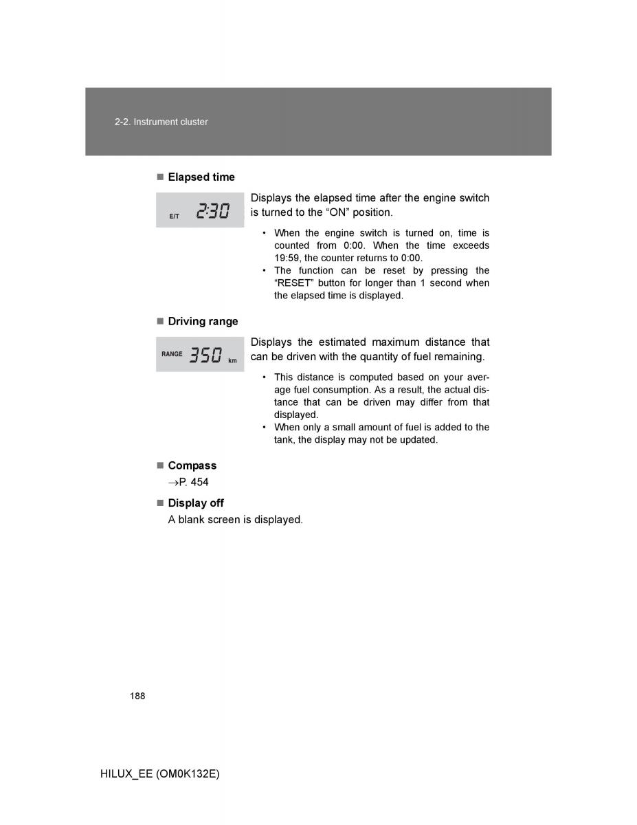 Toyota Hilux VII 7 owners manual / page 188