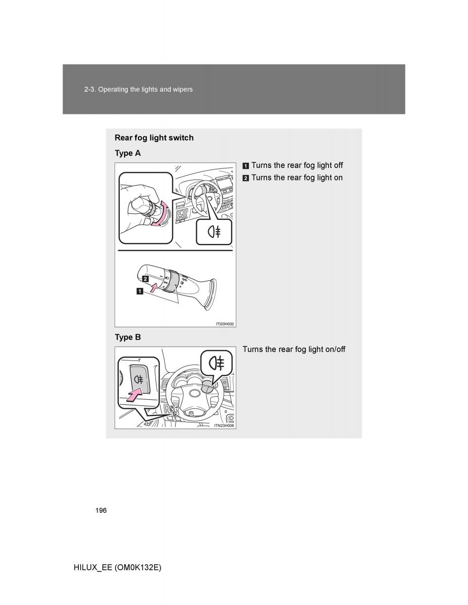 Toyota Hilux VII 7 owners manual / page 196