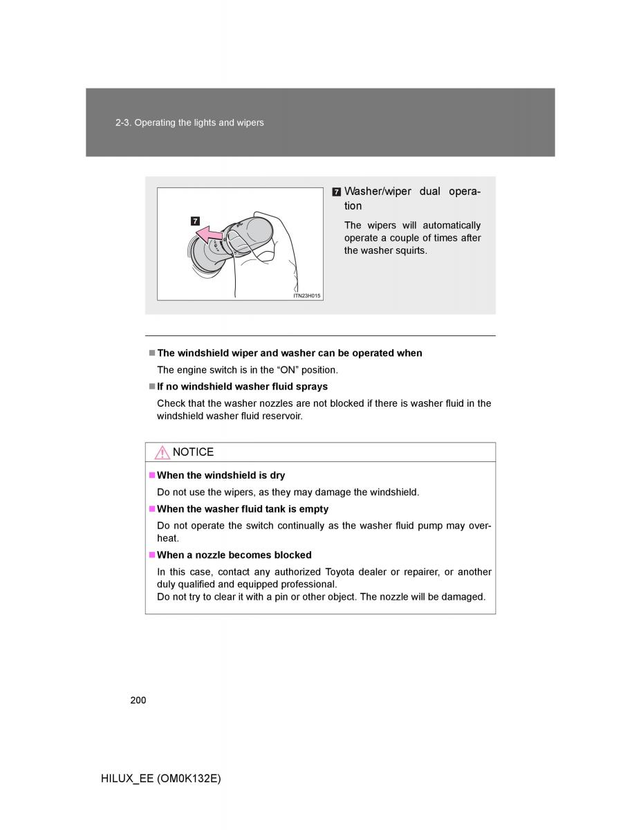 Toyota Hilux VII 7 owners manual / page 200