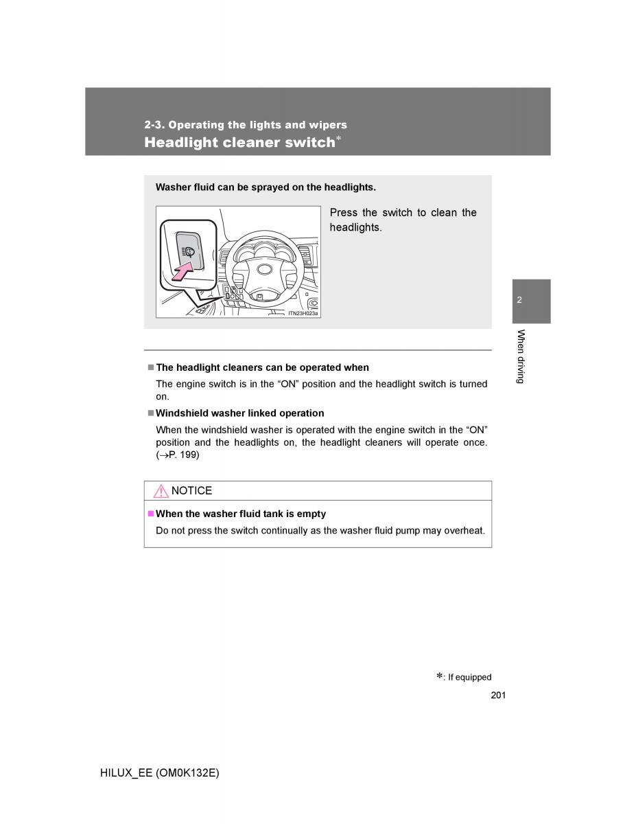 Toyota Hilux VII 7 owners manual / page 201