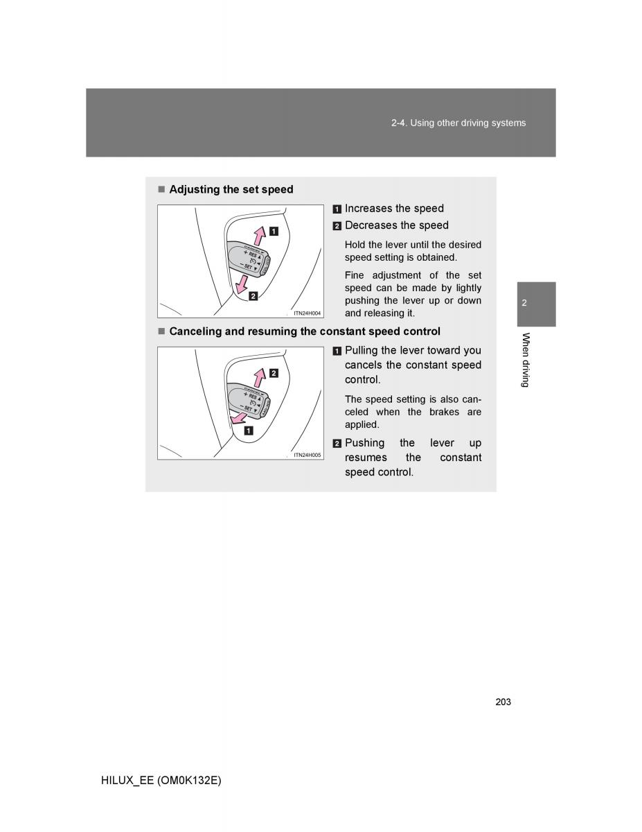 Toyota Hilux VII 7 owners manual / page 203