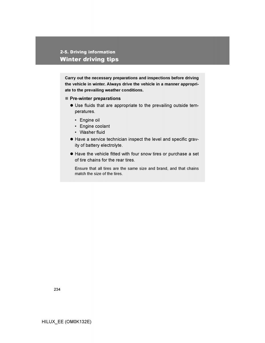 Toyota Hilux VII 7 owners manual / page 234