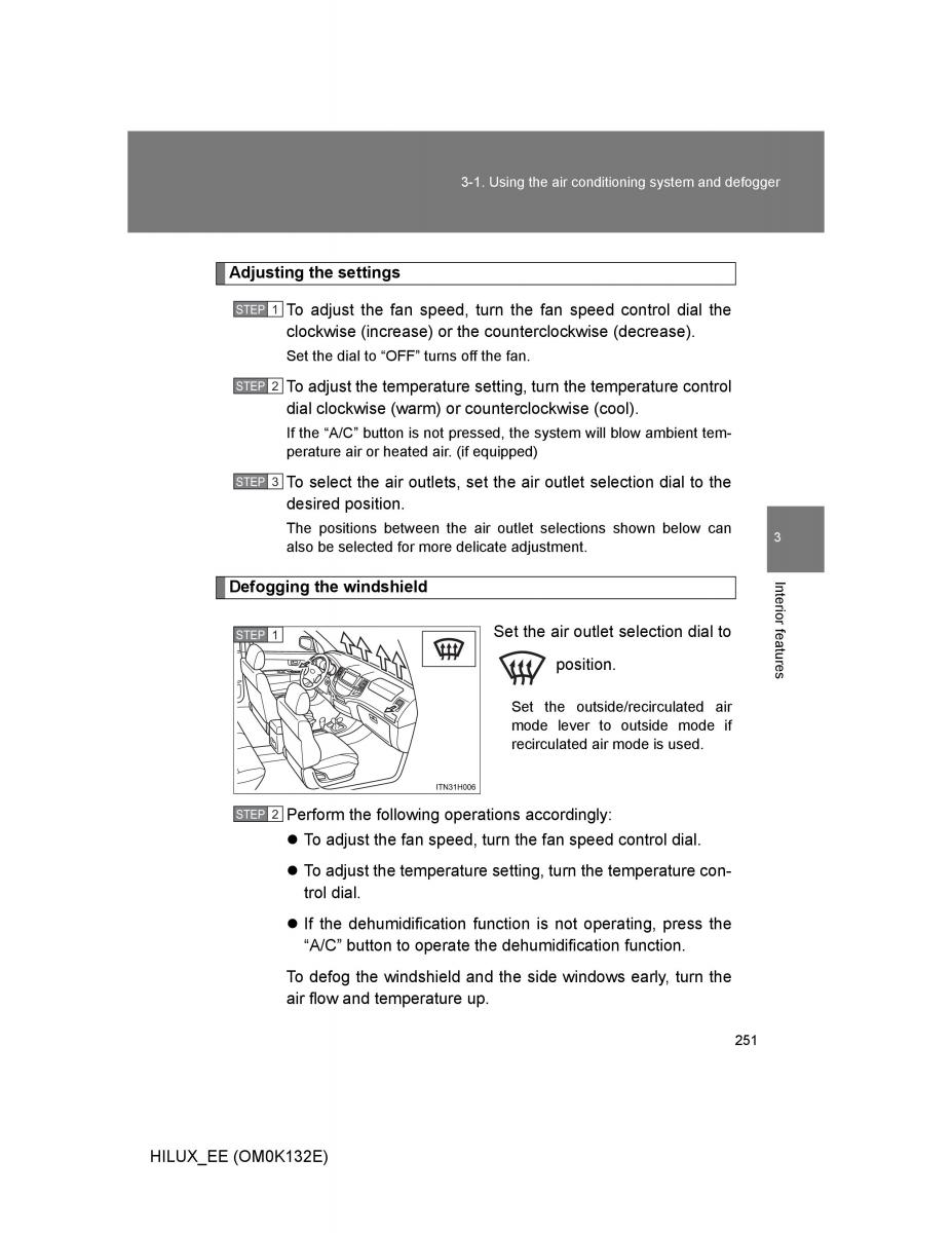 Toyota Hilux VII 7 owners manual / page 251