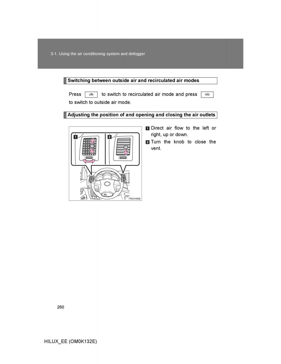 Toyota Hilux VII 7 owners manual / page 260