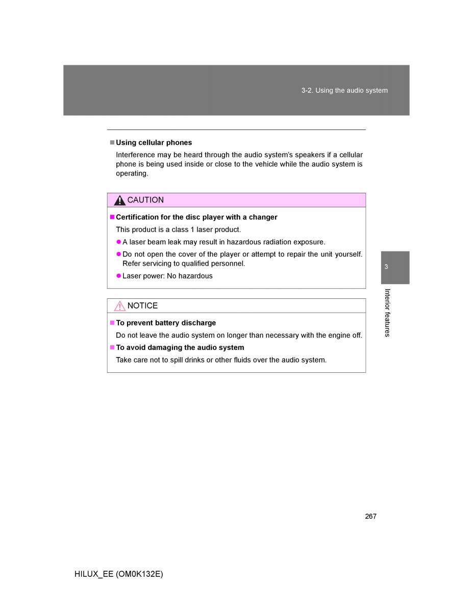 Toyota Hilux VII 7 owners manual / page 267