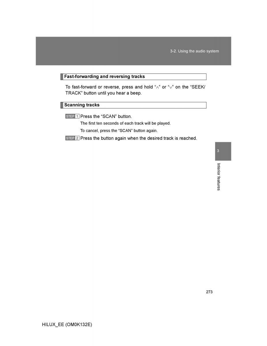 Toyota Hilux VII 7 owners manual / page 273