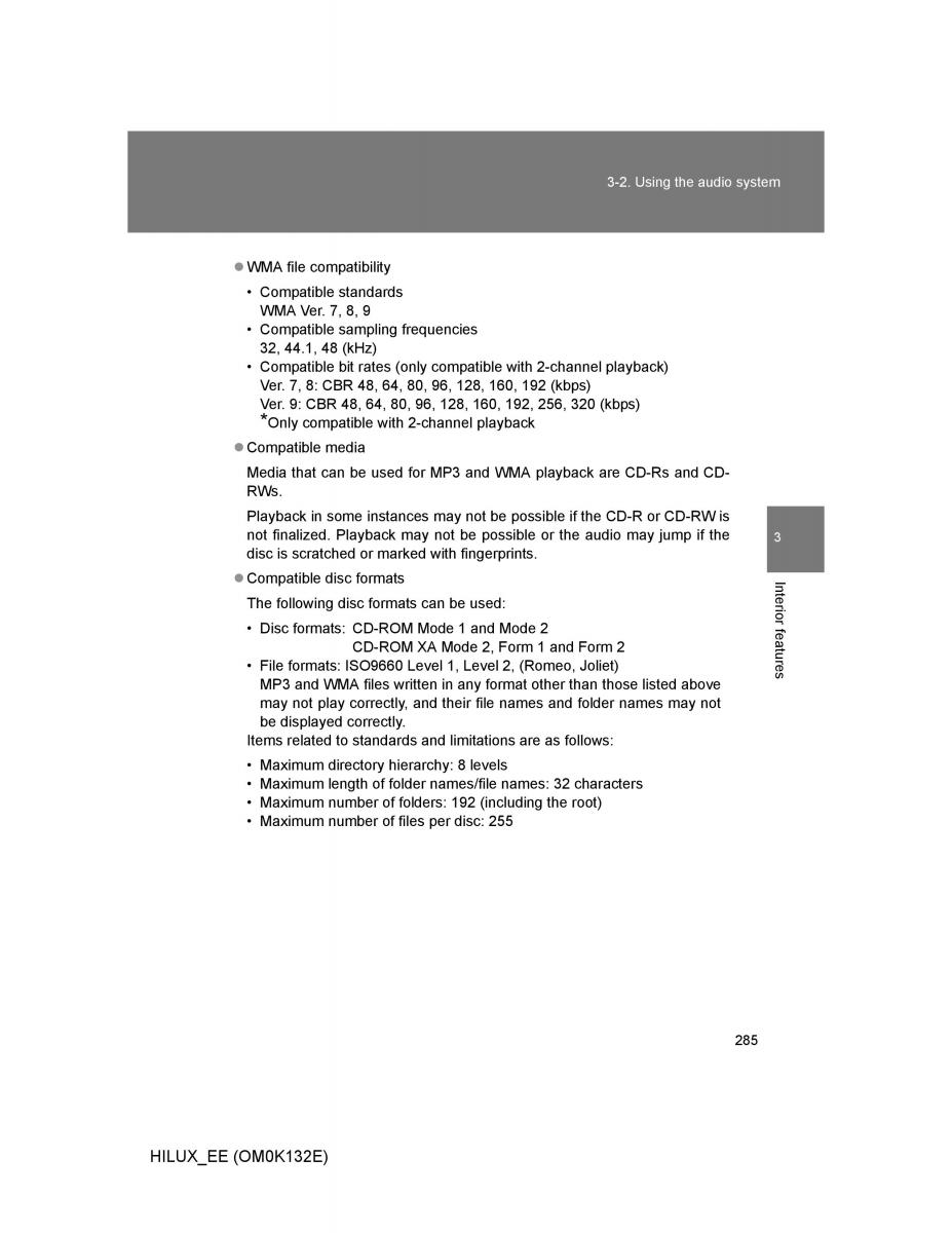 Toyota Hilux VII 7 owners manual / page 285