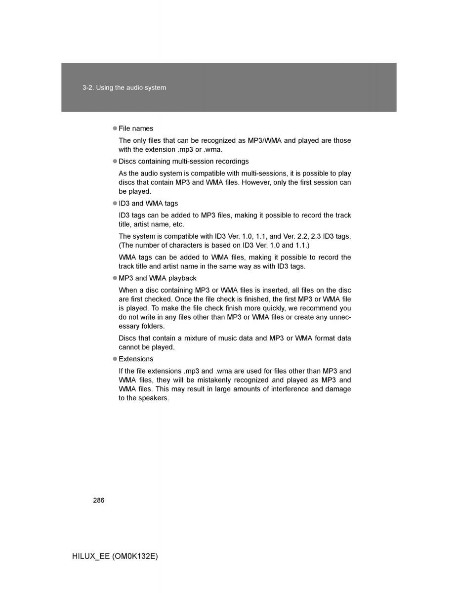 Toyota Hilux VII 7 owners manual / page 286