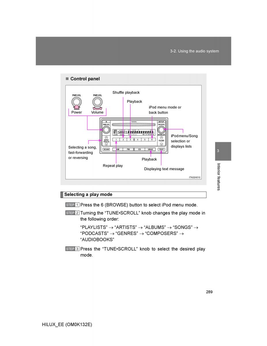 Toyota Hilux VII 7 owners manual / page 289